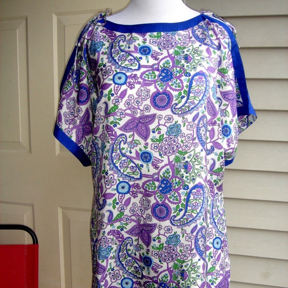 LUCKY BRAND 100% SILK COLD SHOULDER DRESS SIZE XL - Picture 4 of 8